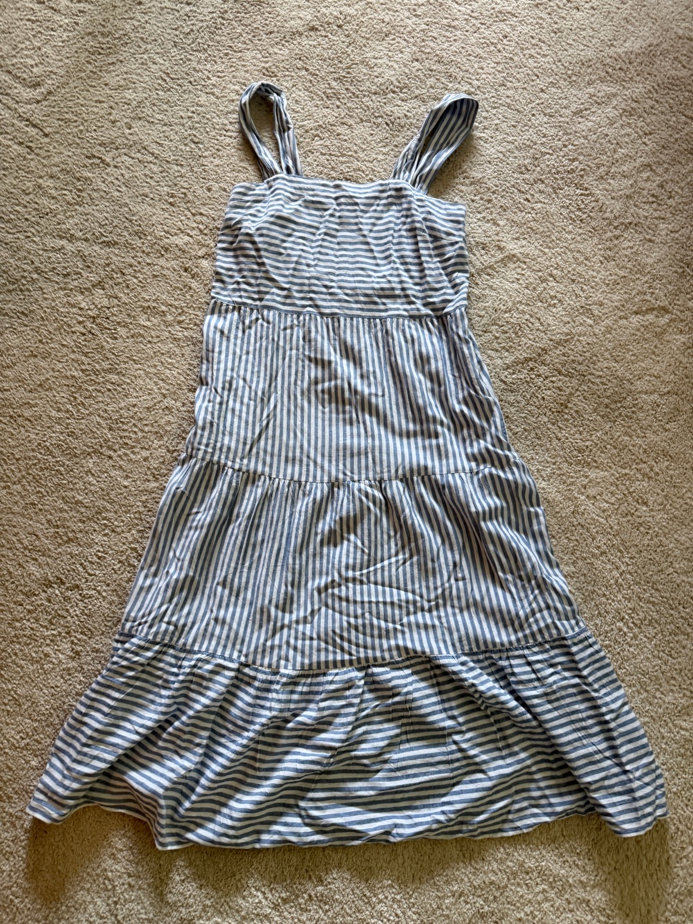 Beachlunchlounge Blue and White Striped Womens Midi Dress